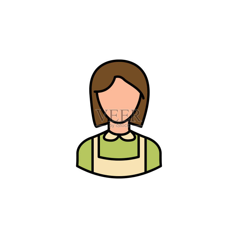 阿凡达女保洁员轮廓图标。标志和符号可以用于web logo移动应用UI和UX图标素材