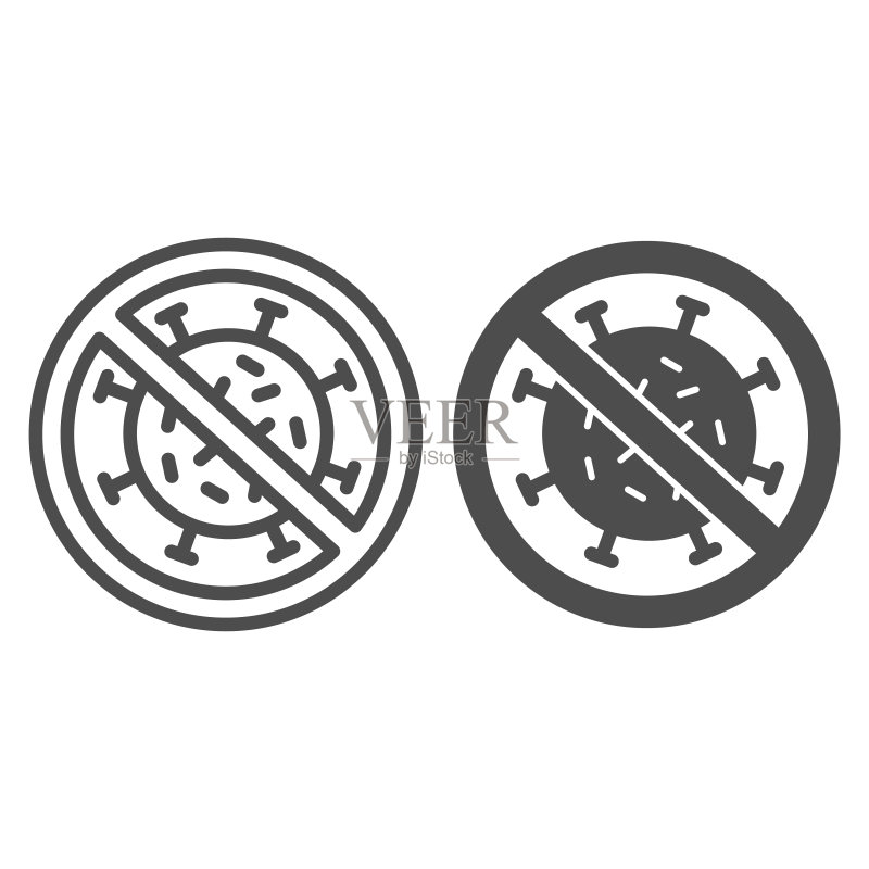 禁止病毒传播,新冠疫情概念,防止疾病传播标志,禁止冠状病毒图标素材