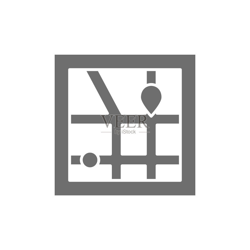 矢量城市地图导航GPS灰色图标图标素材