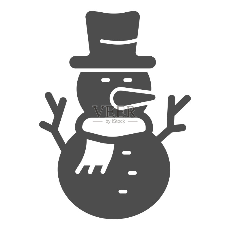 戴帽子和围巾的雪人图标,冬季雪人标志矢量图形图标素材