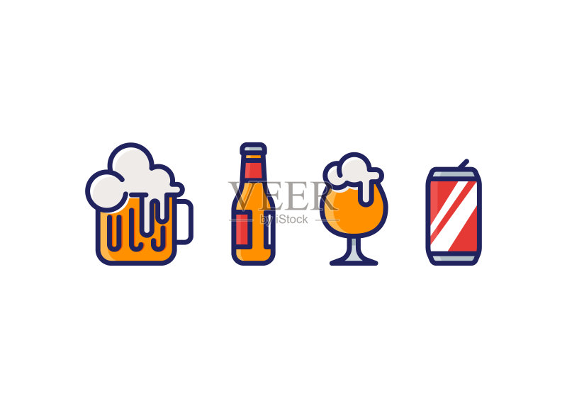 啤酒矢量图标集图标素材