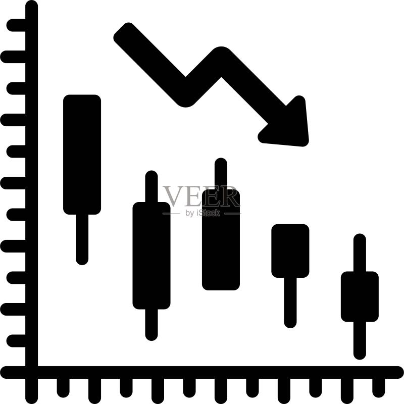 下降的条形图图标,破产相关矢量图图标素材