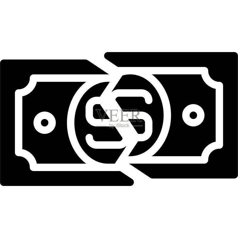 破损的纸币图标,与破产相关的矢量图图标素材