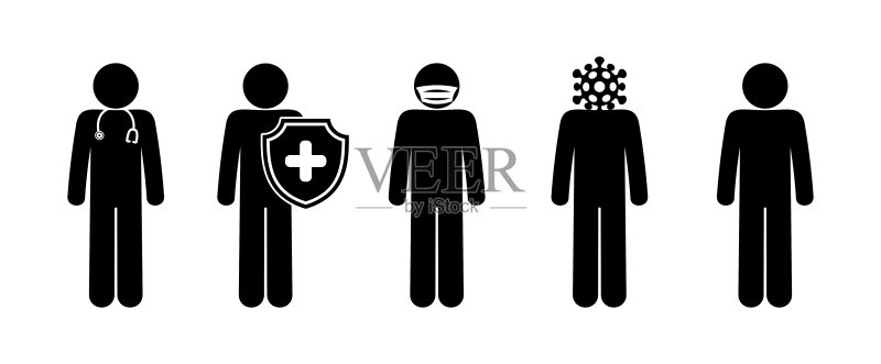 新型冠状病毒医生简笔画图标图标素材