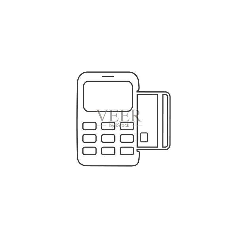 信用卡机线条矢量图标图标素材