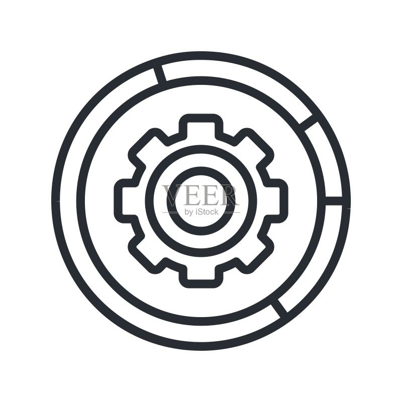 商业数据流程管理线性设计图标图标素材