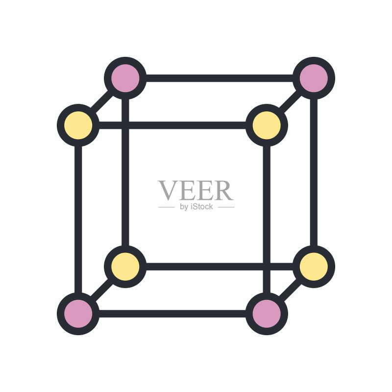 白色背景上的分子立方体矢量图标图标素材