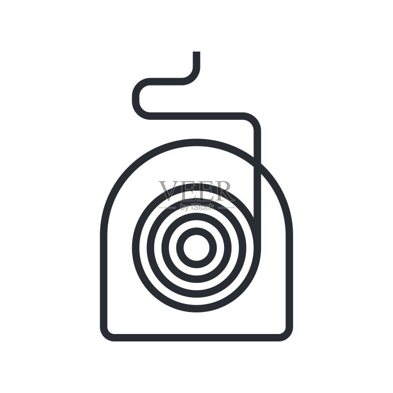 白色背景上的牙线图标。矢量图图标素材