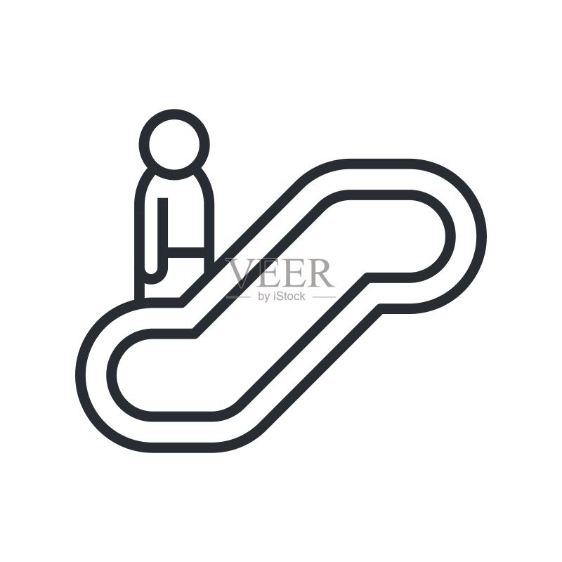 扁平风格的自动扶梯图标矢量图图标素材