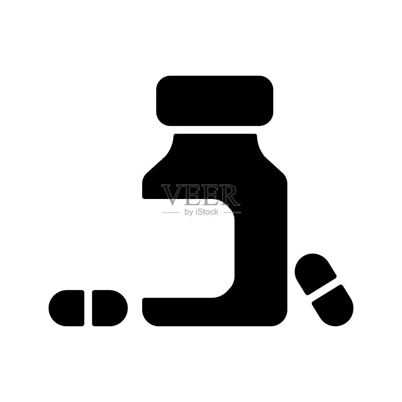 药瓶和药丸glyph图标。药物图标素材
