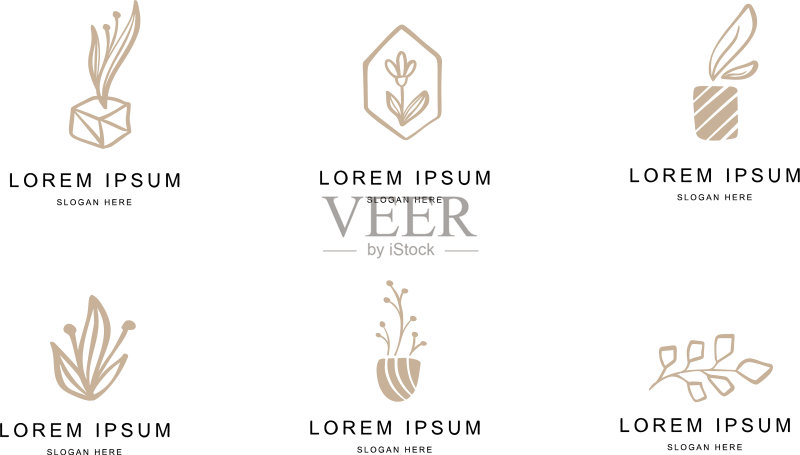 抽象花卉标志或logo模板图标素材