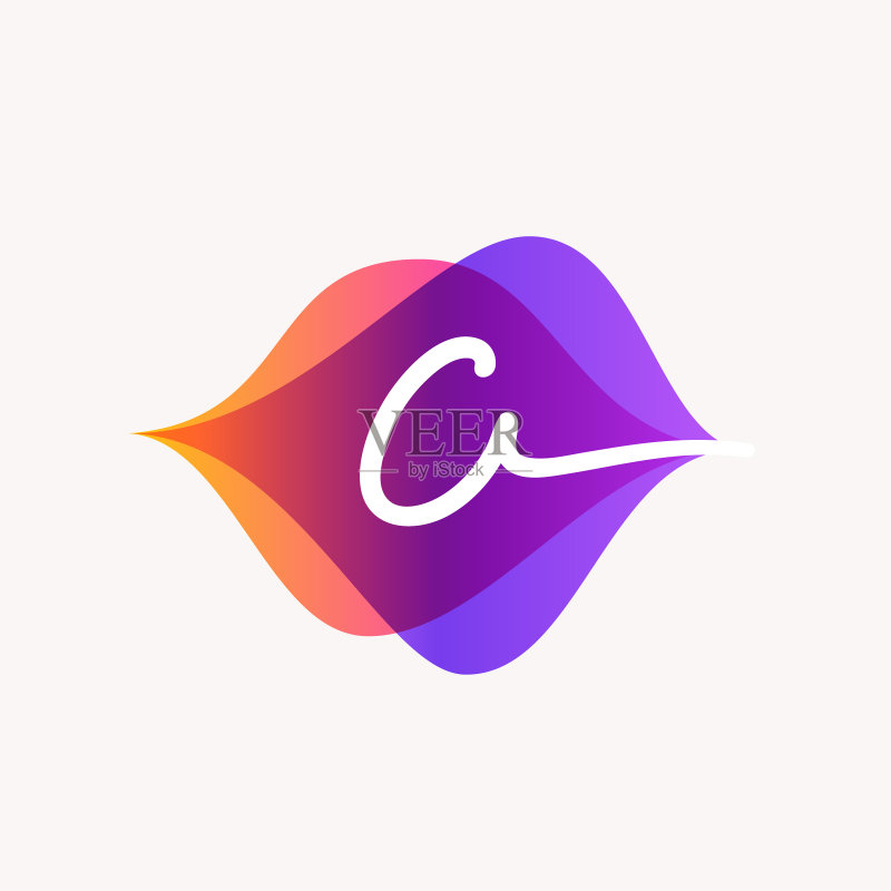 字母C与透明声波标志图标素材