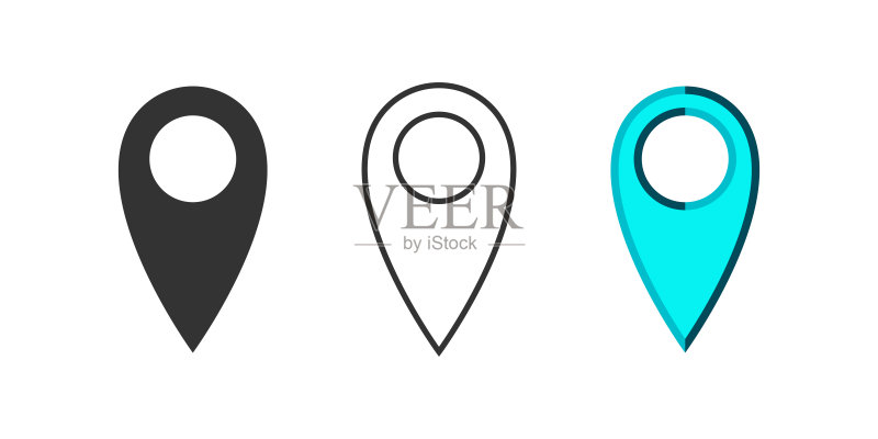 地图指针图标,GPS位置符号,导航指针图标,矢量图图标素材