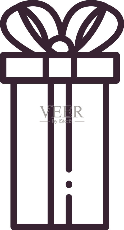带有蝴蝶结线条风格图标的高礼物图标素材