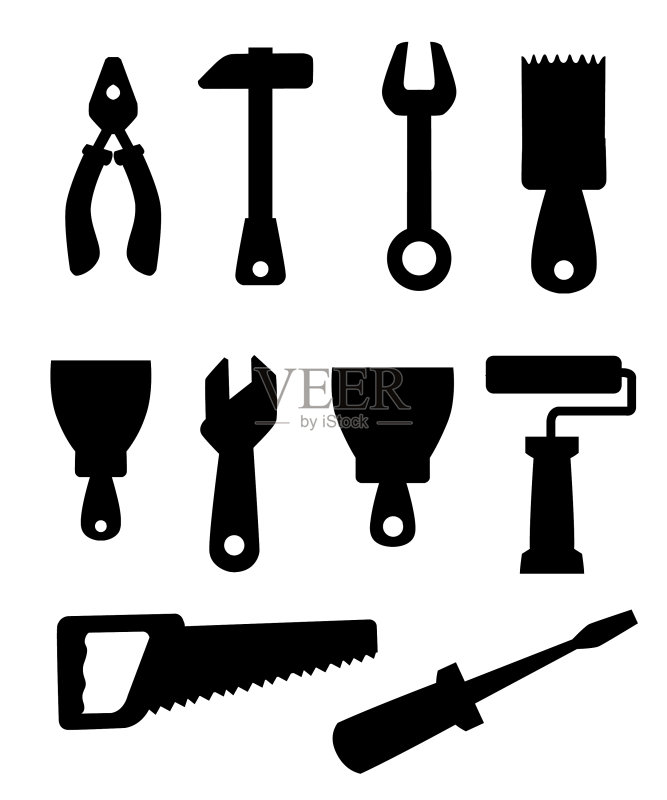 建筑用黑色剪影工作工具图标图标素材