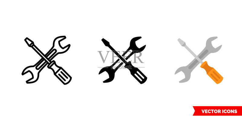三种颜色的实用图标黑白图标素材