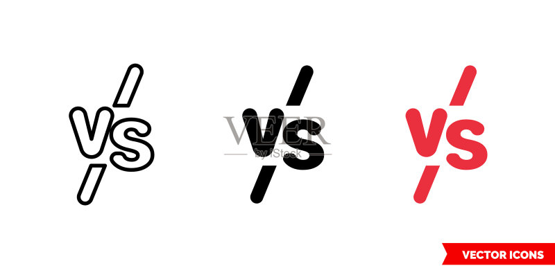 VS符号图标(3种颜色,黑白)图标素材