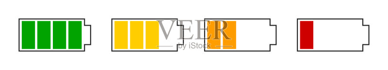 电池充电图标集:充电指示器符号图标素材