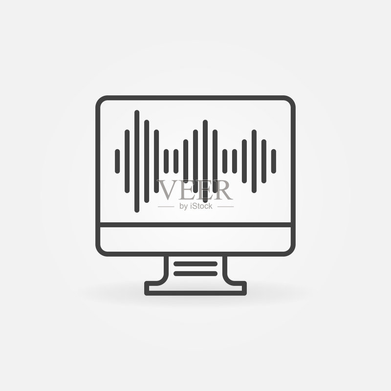 带声波线的电脑显示器图标图标素材