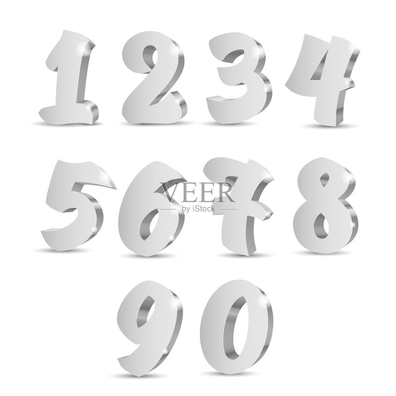银色旧3D数字图标素材