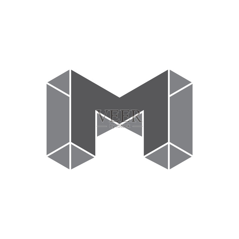 字母M马赛克3D设计标志图标素材