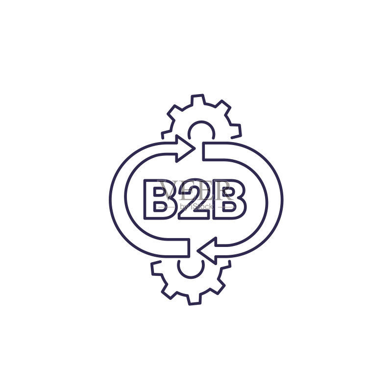 白色背景上的B2B服务线图标图标素材