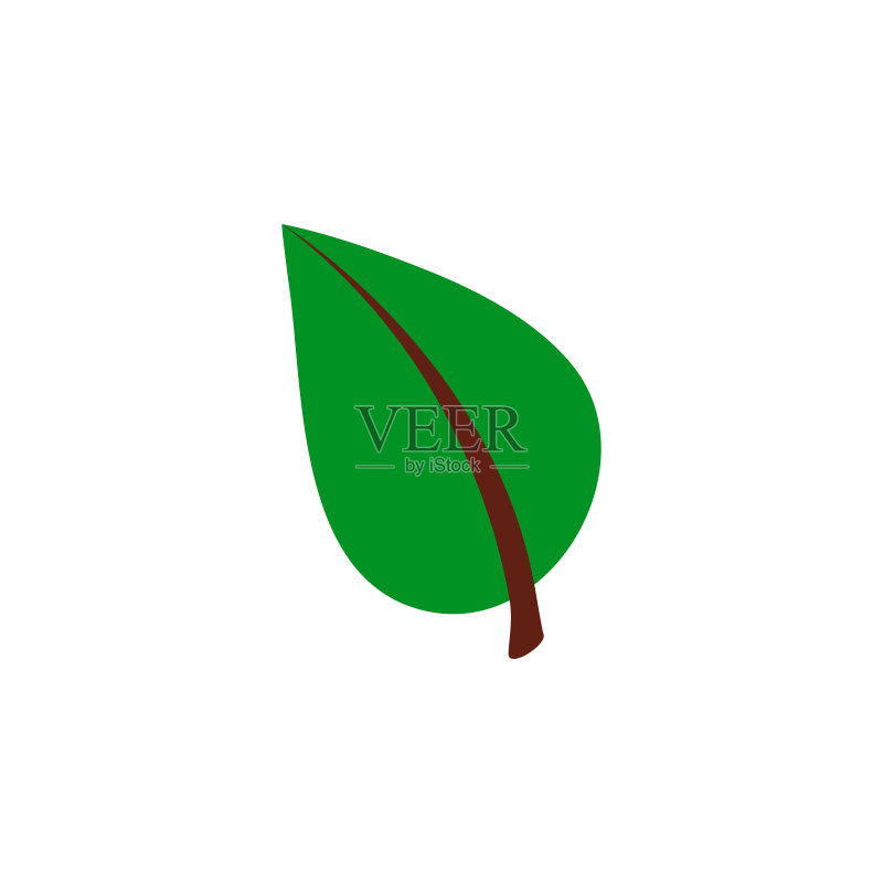 白色背景上的树叶图标:生态和生物标志元素图标素材