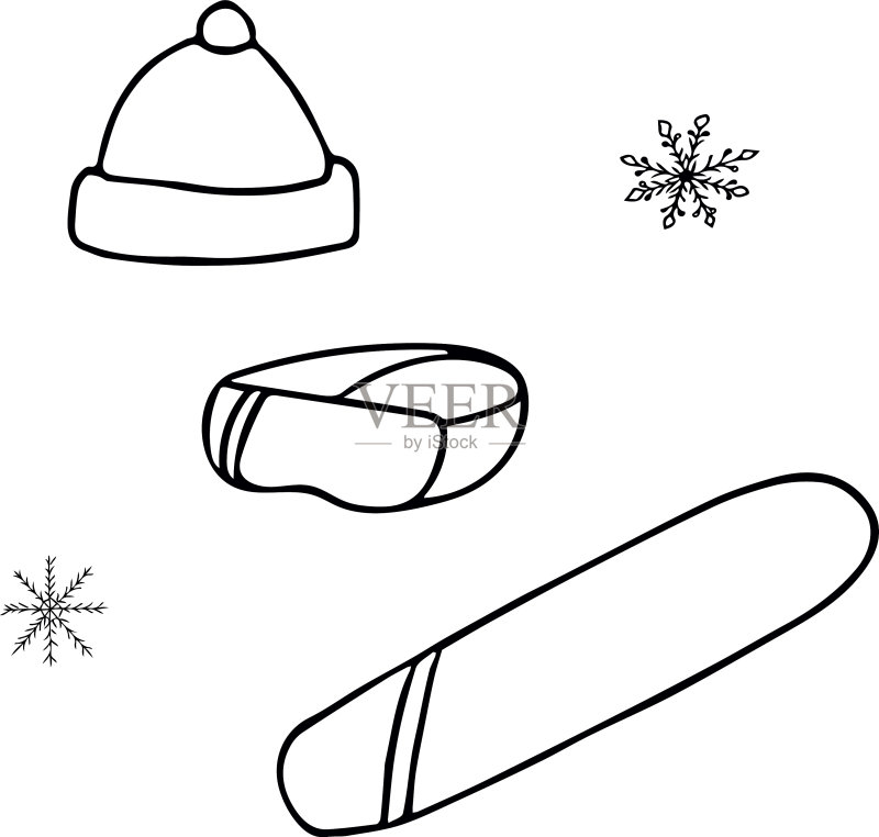 斯堪的纳维亚手绘滑雪套装图标素材
