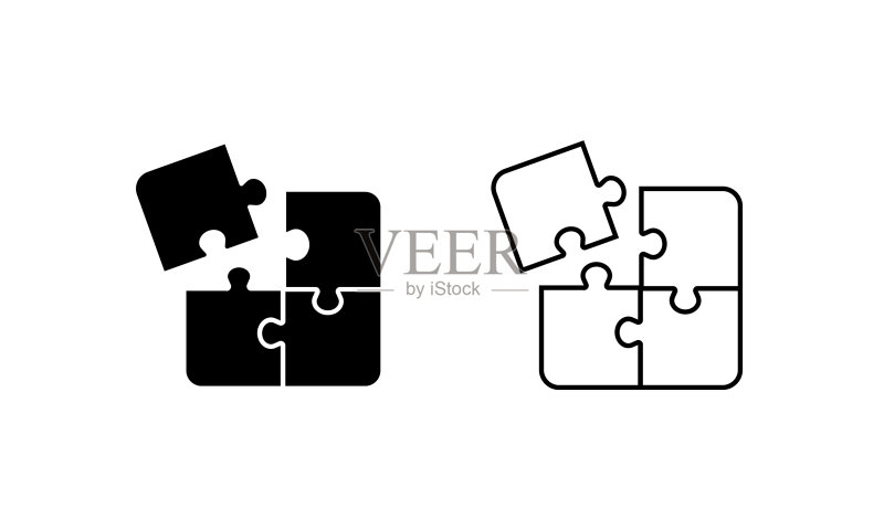 四个拼图块图标团队合作概念图标素材