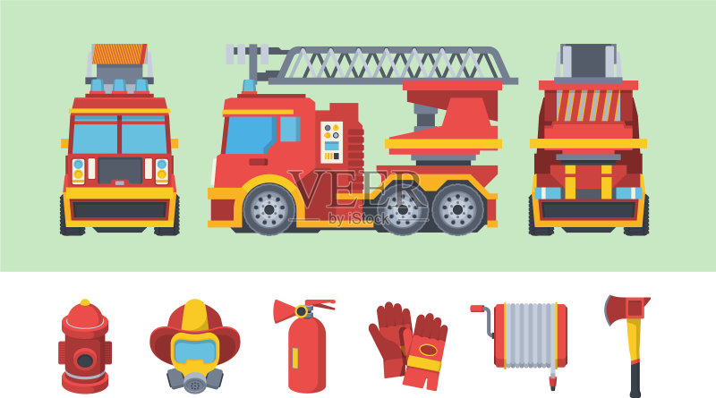 消防专用消防车队图标素材