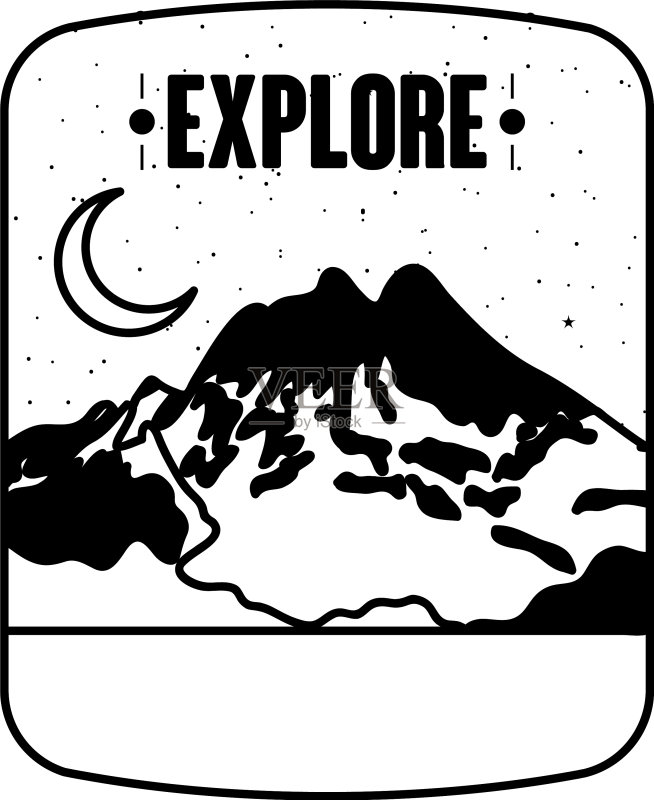 雪山探险徽章图标素材