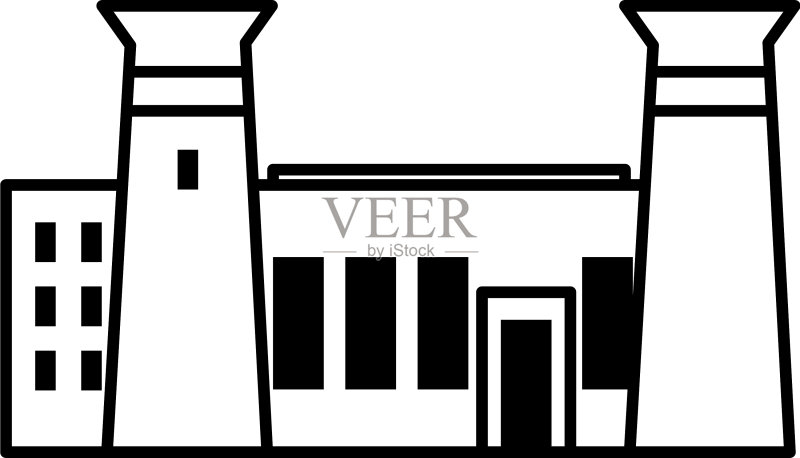 埃及寺庙建筑图标线条风格图标素材