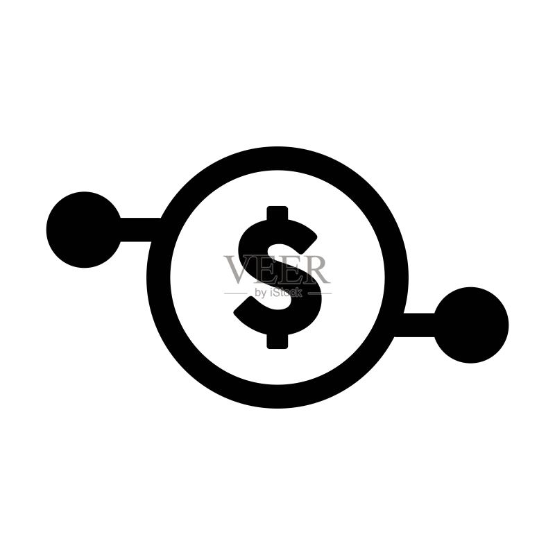 数字美元符号图标矢量货币,用于数字交易的资产和钱包的扁平颜色字形象形图图标素材