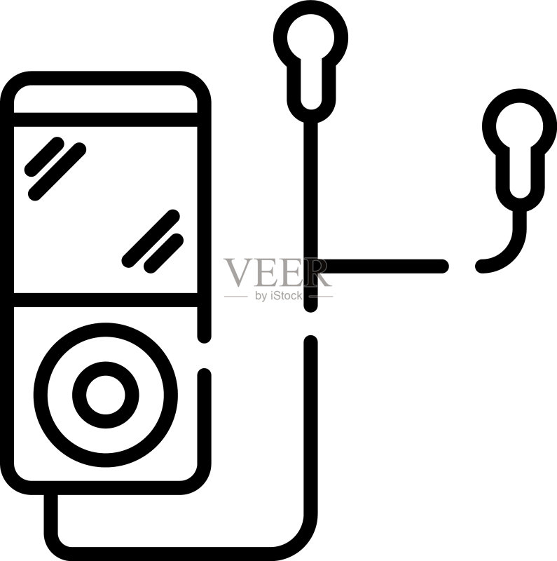 MP3音乐播放器线性风格图标图标素材