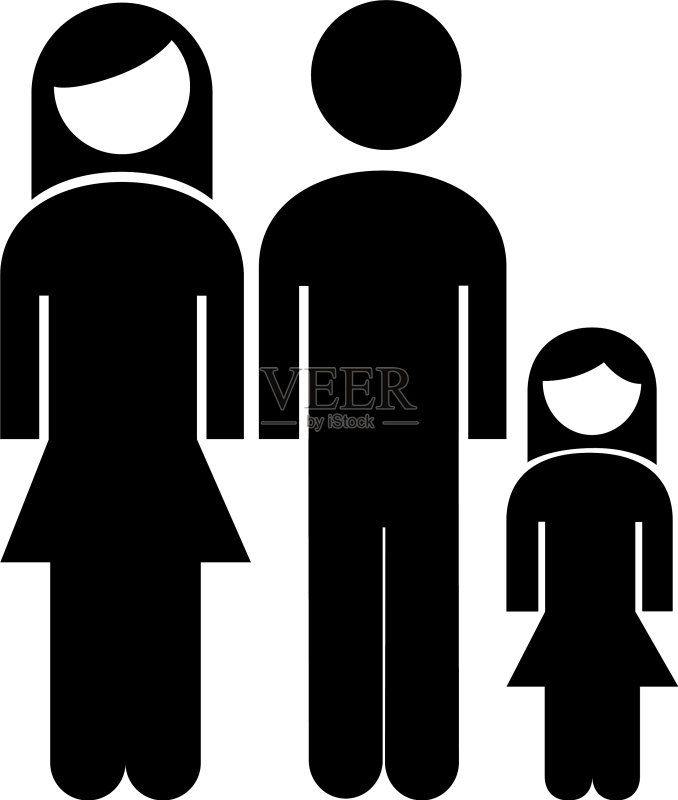 有女儿的家庭父母情侣人物图标素材