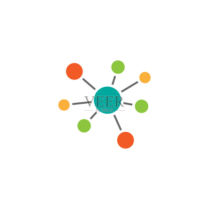 白色背景上的 Hub 网络连接图标。科技公司logo图标素材