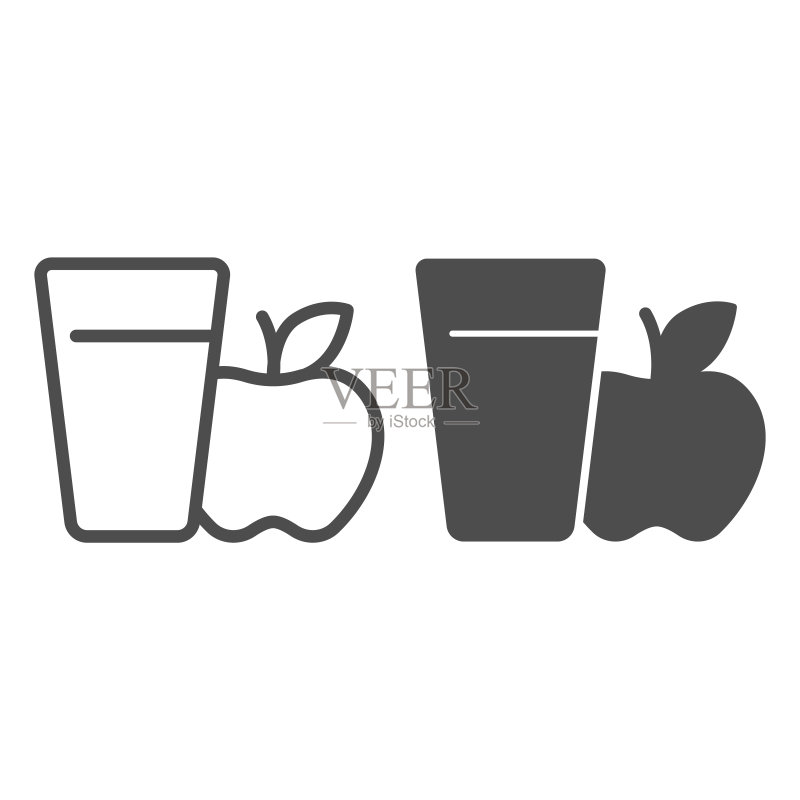 苹果汁玻璃杯矢量图标图标素材