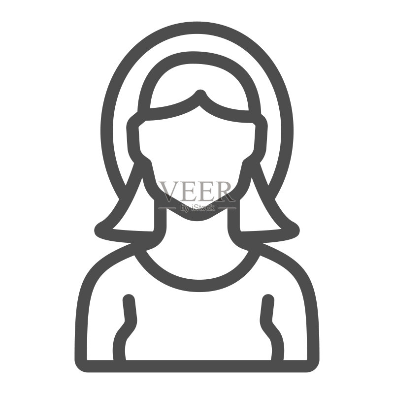 女农民线描图标图标素材