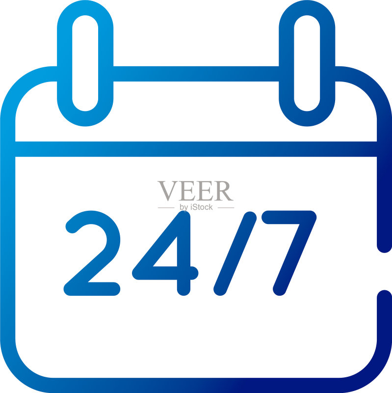 渐变风格24/7日历提醒图标图标素材