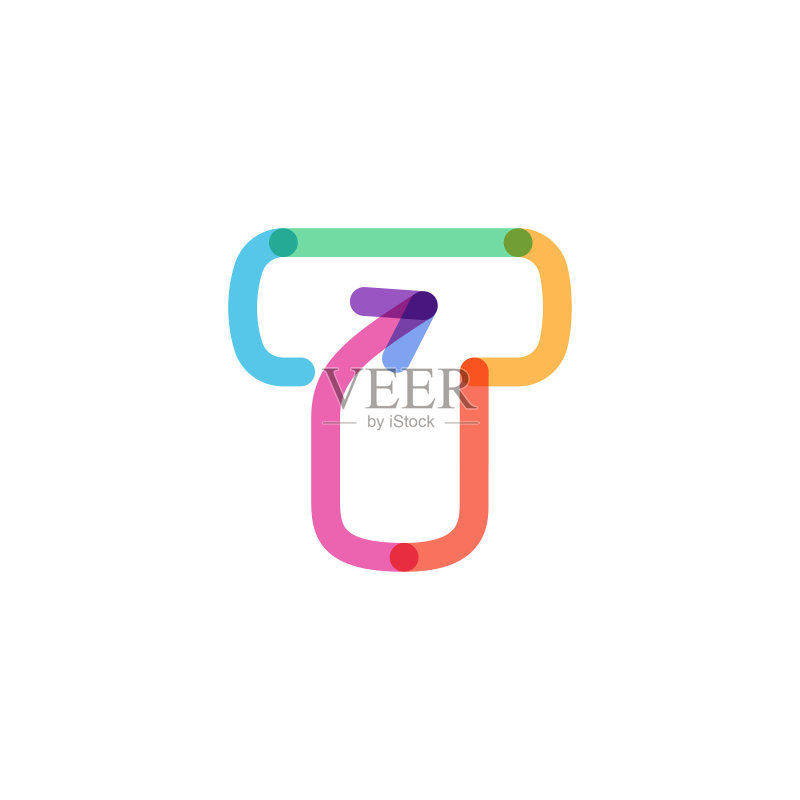 彩虹箭头T字母线条标志图标素材