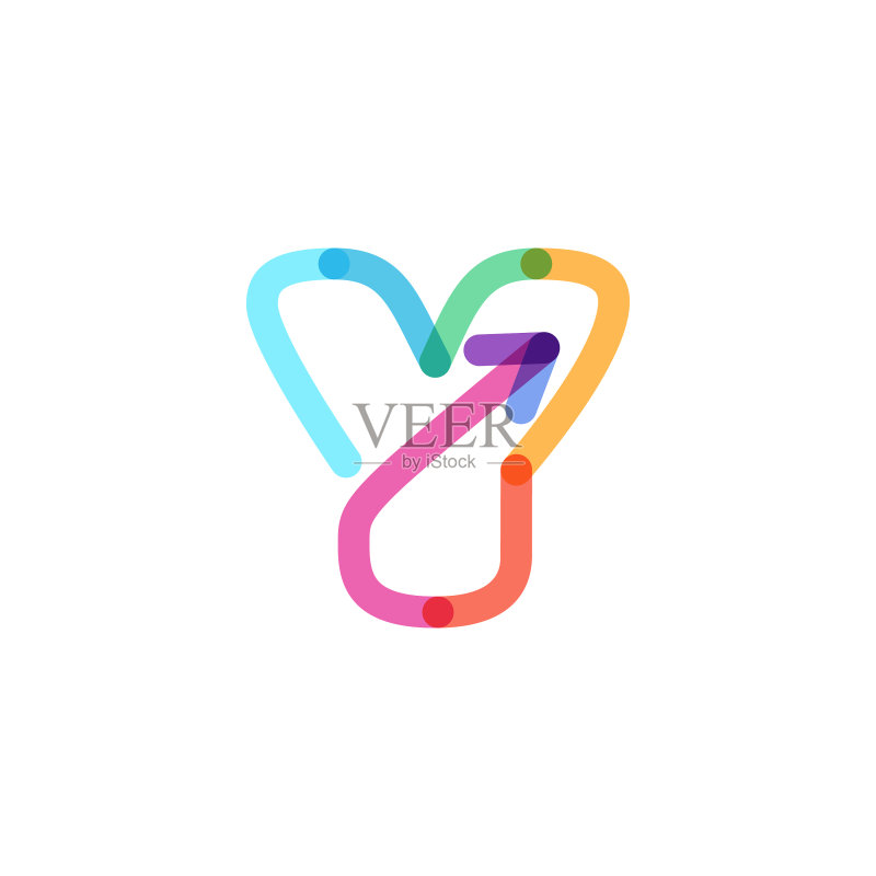彩虹箭头Y字母线条标志图标素材