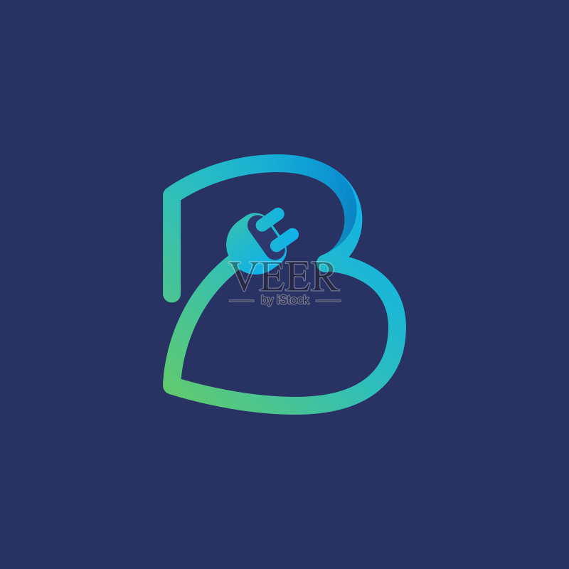 字母B插头电缆logo图标素材
