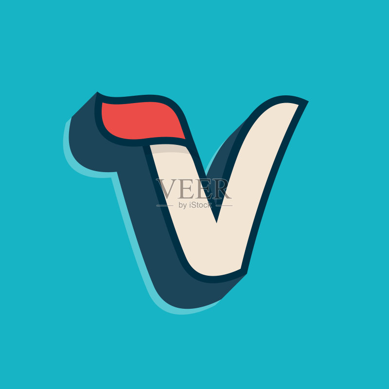 经典运动风格字母V标志图标素材