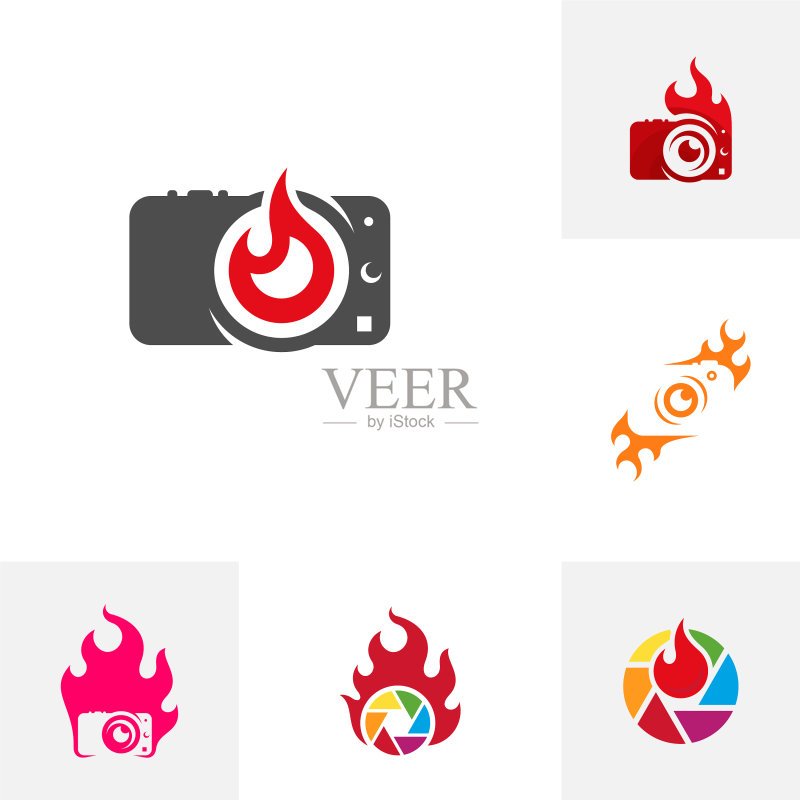 火焰相机Logo设计模板图标素材