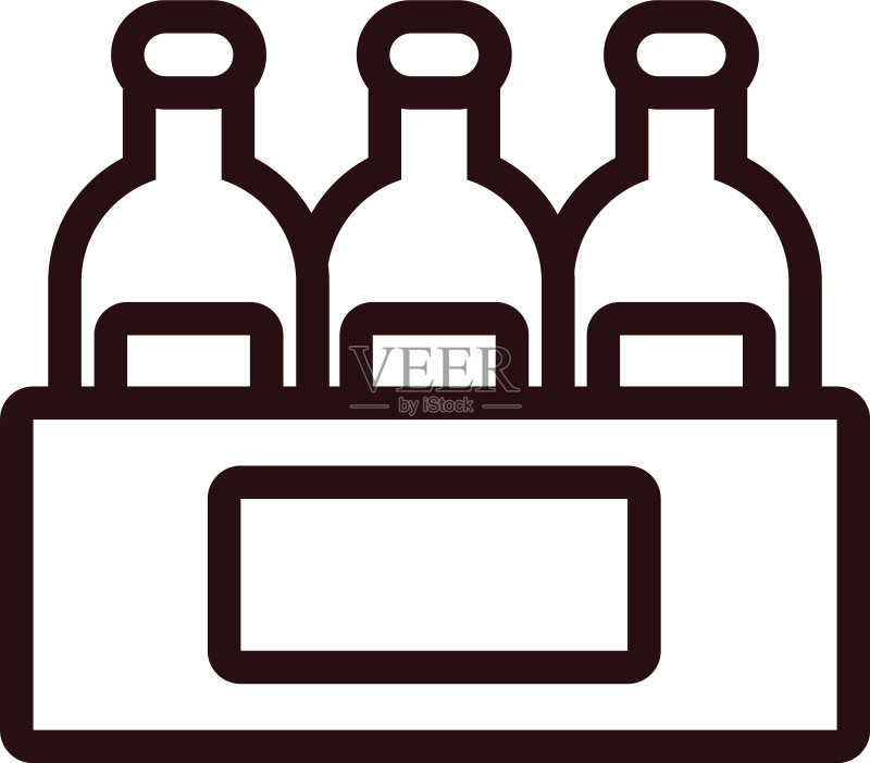 篮子里的啤酒瓶线条风格图标图标素材