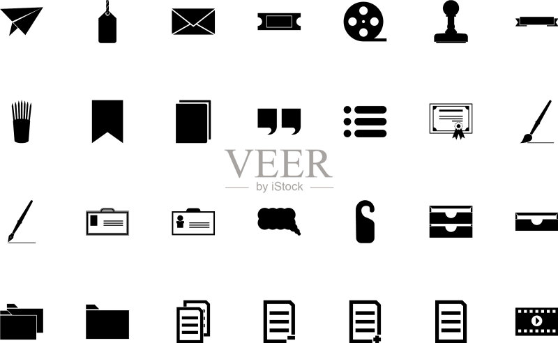 黑色Web文档实体风格图像图标素材