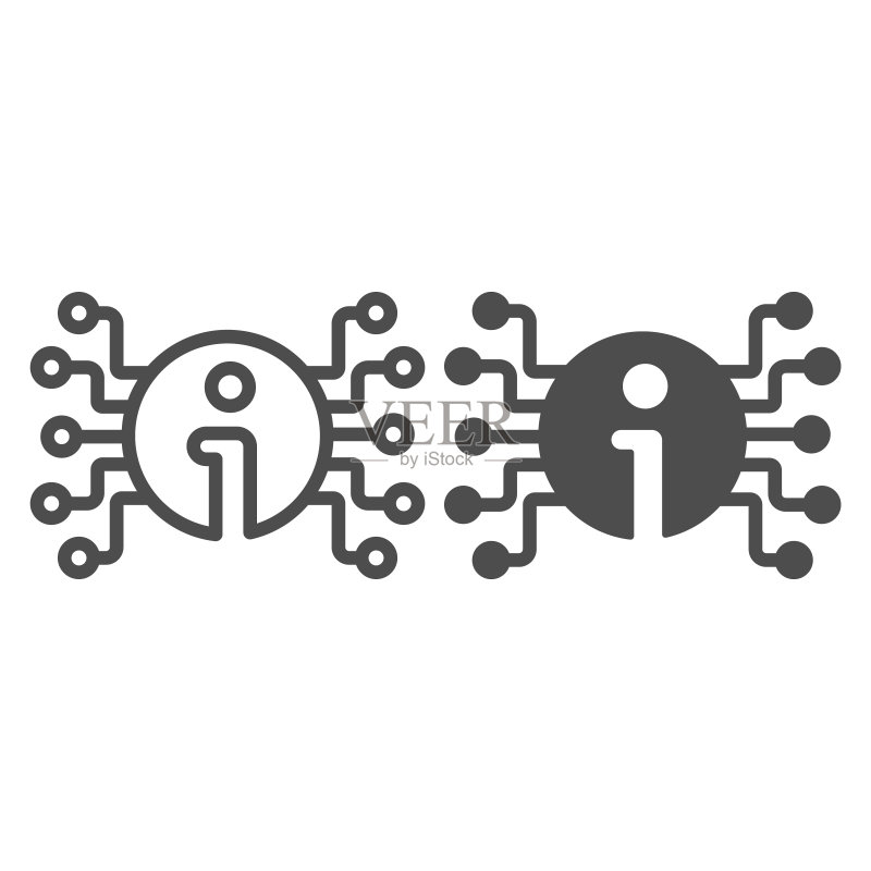 包含联系方式的网页信息:I标志和网络连接图标素材