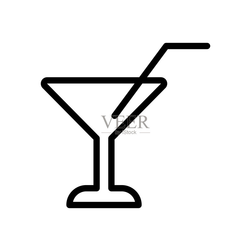 葡萄酒吸管线条图标图标素材