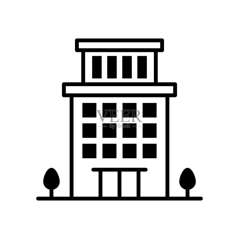 学校建筑矢量轮廓图标图标素材