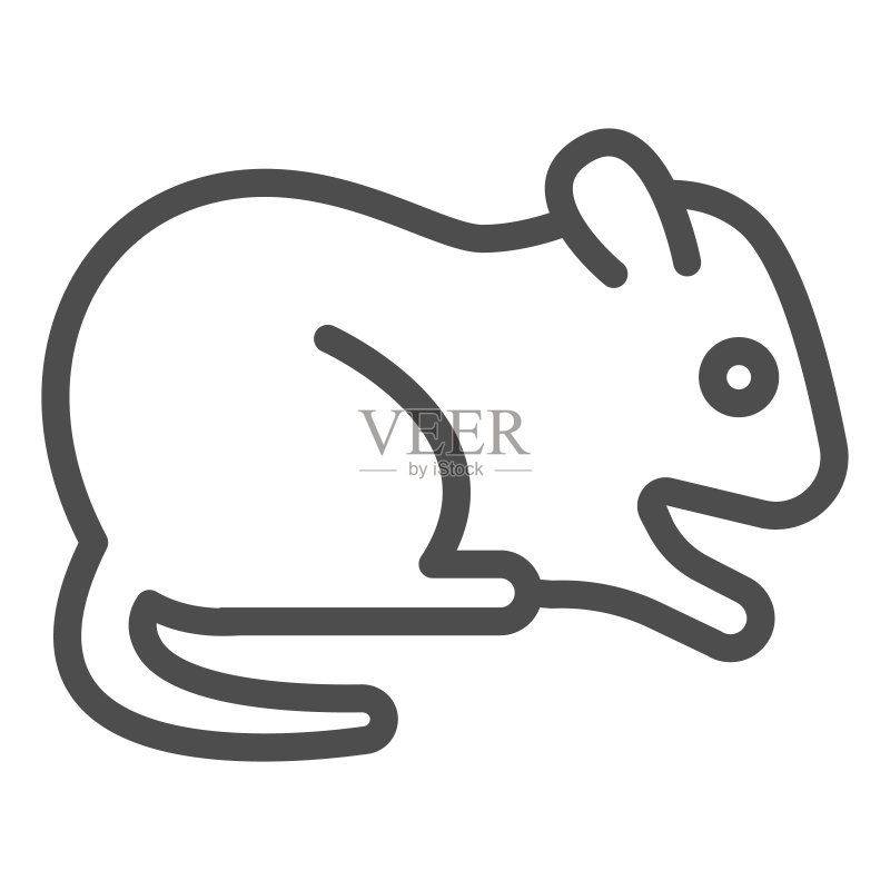 仓鼠线性图标,家畜概念,白色背景上的啮齿动物标志,用于移动概念和网页设计的仓鼠轮廓图标。矢量图形。图标素材